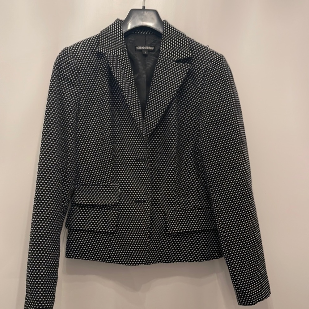 Black/white wool blazer